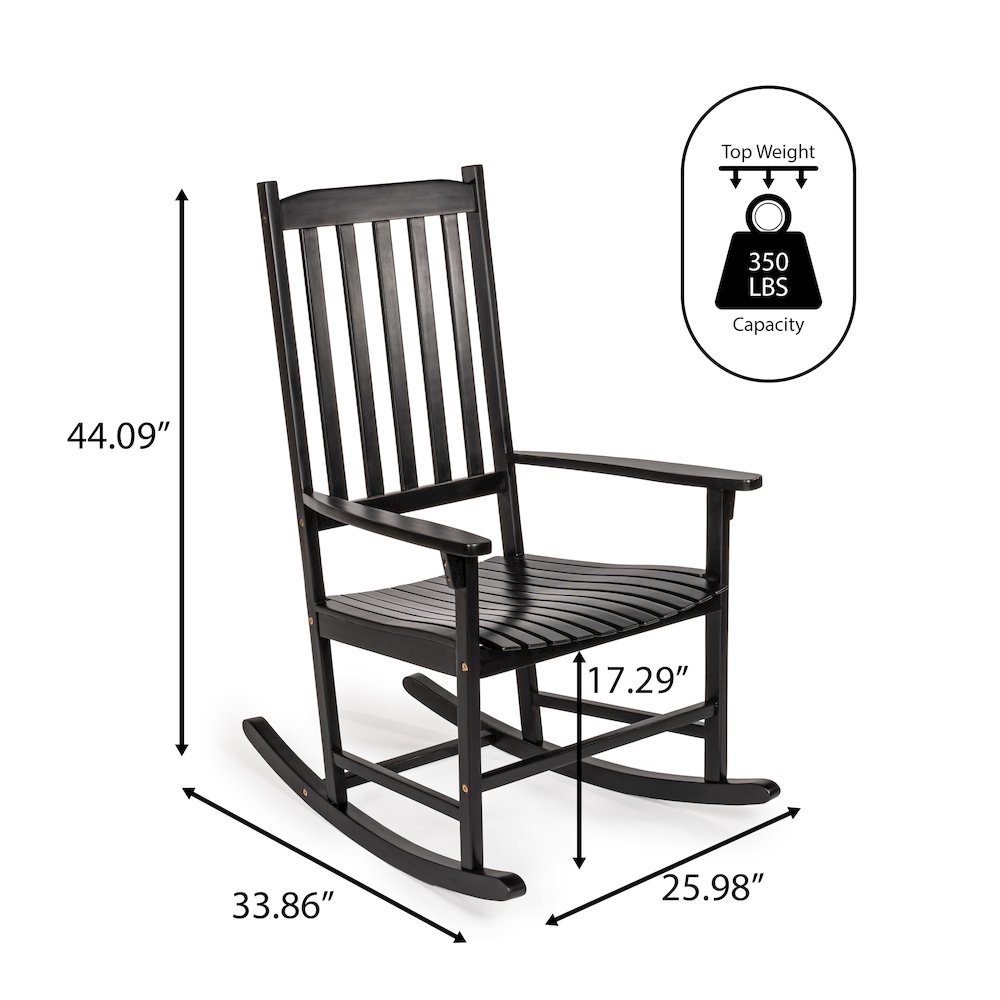 Seagrove Classic Solid Acacia Wood Outdoor Rocking Chair in Black. Picture 3