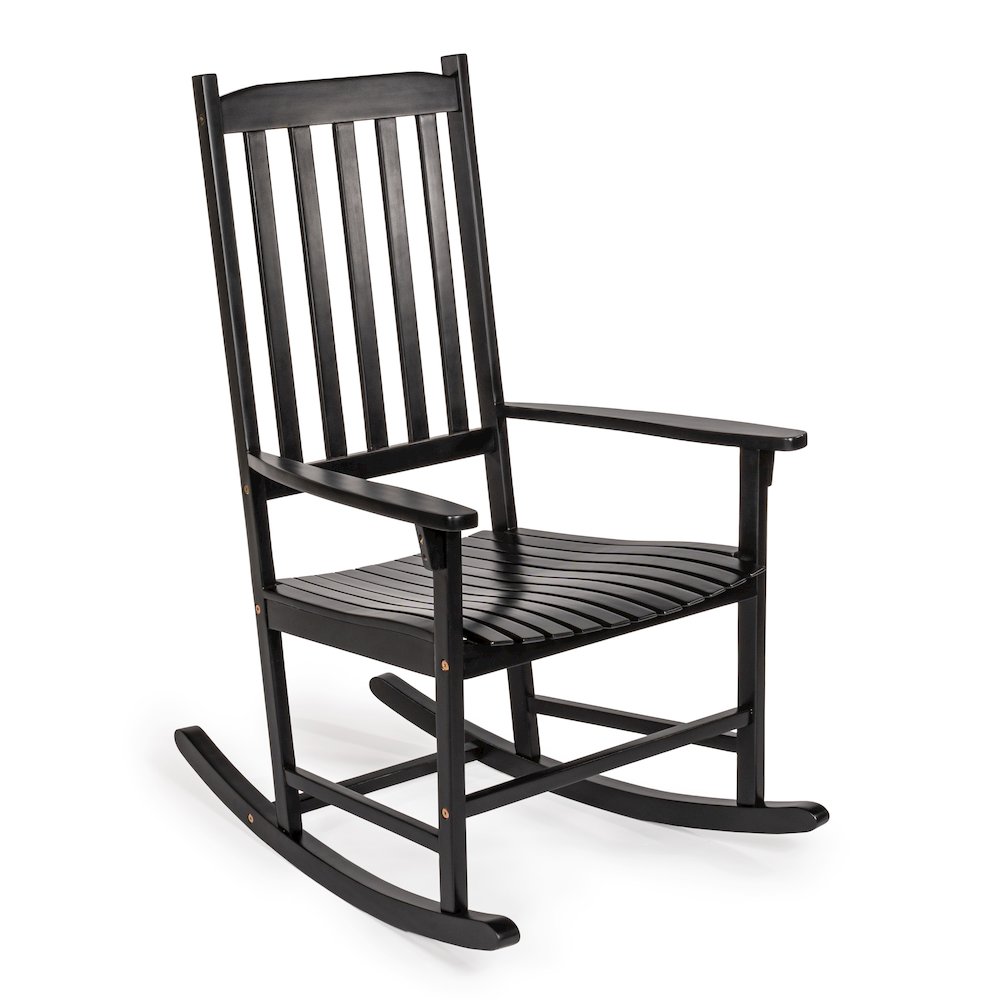 Seagrove Classic Solid Acacia Wood Outdoor Rocking Chair in Black. Picture 1