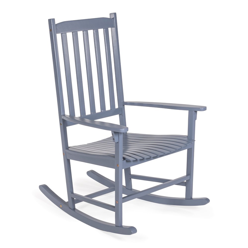Seagrove Classic Solid Acacia Wood Outdoor Rocking Chair in Cashmere Blue. Picture 1
