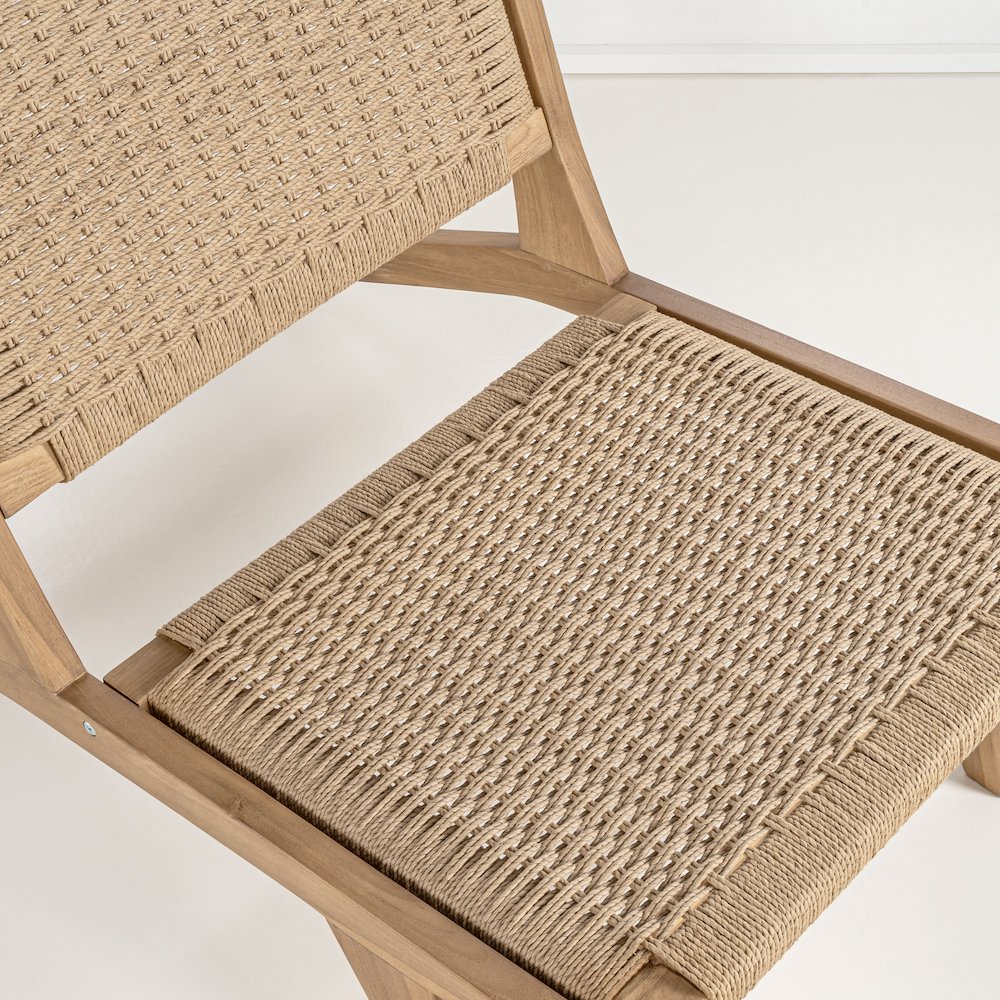 Parker Bohemian Armless Woven Yarn and Solid Indonesian Teak Wood Accent Lounge. Picture 3