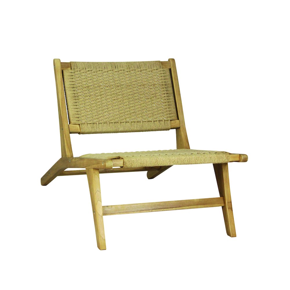 Parker Bohemian Armless Woven Yarn and Solid Indonesian Teak Wood Accent Lounge. Picture 2