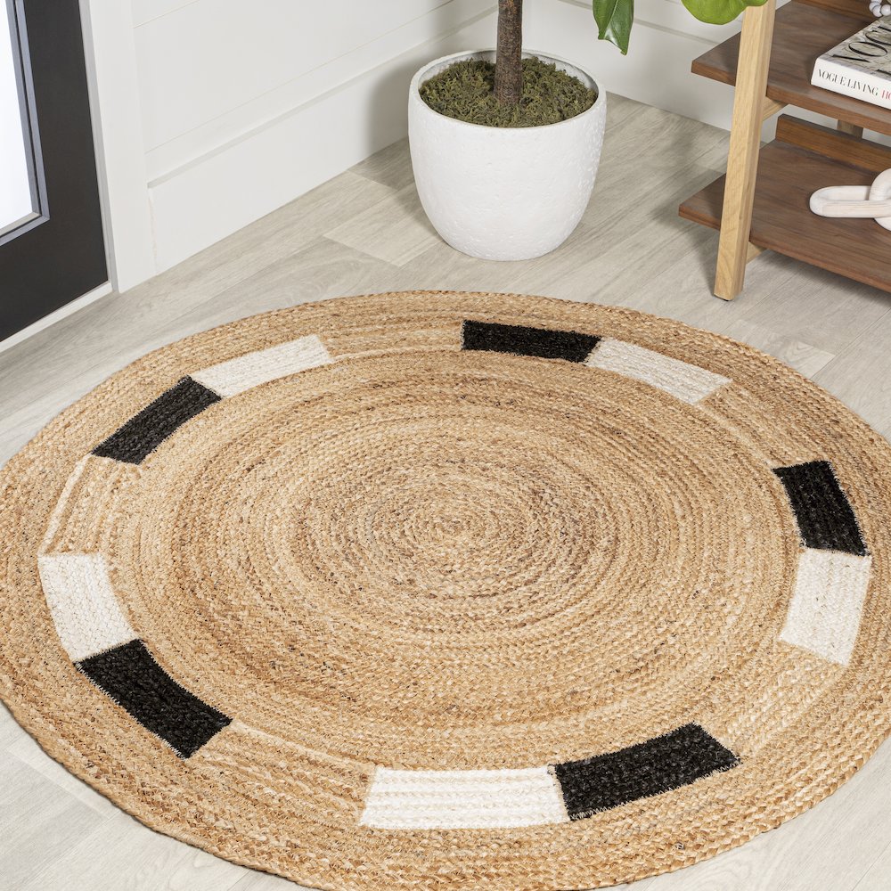 Porto Geometric Jute Circle Area Rug. Picture 2