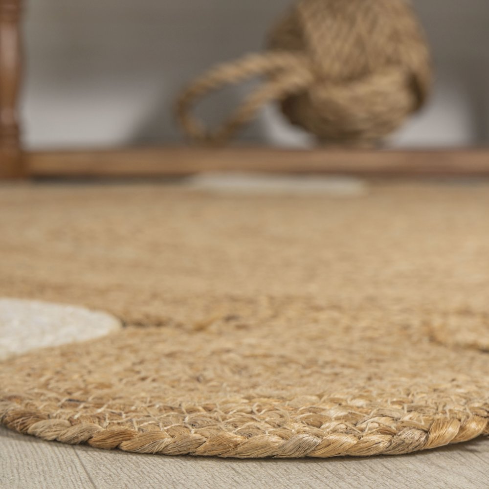 Ayana Two Tone Jute Hippy Circle Area Rug. Picture 4
