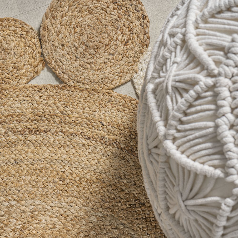 Ayana Two Tone Jute Hippy Circle Area Rug. Picture 5