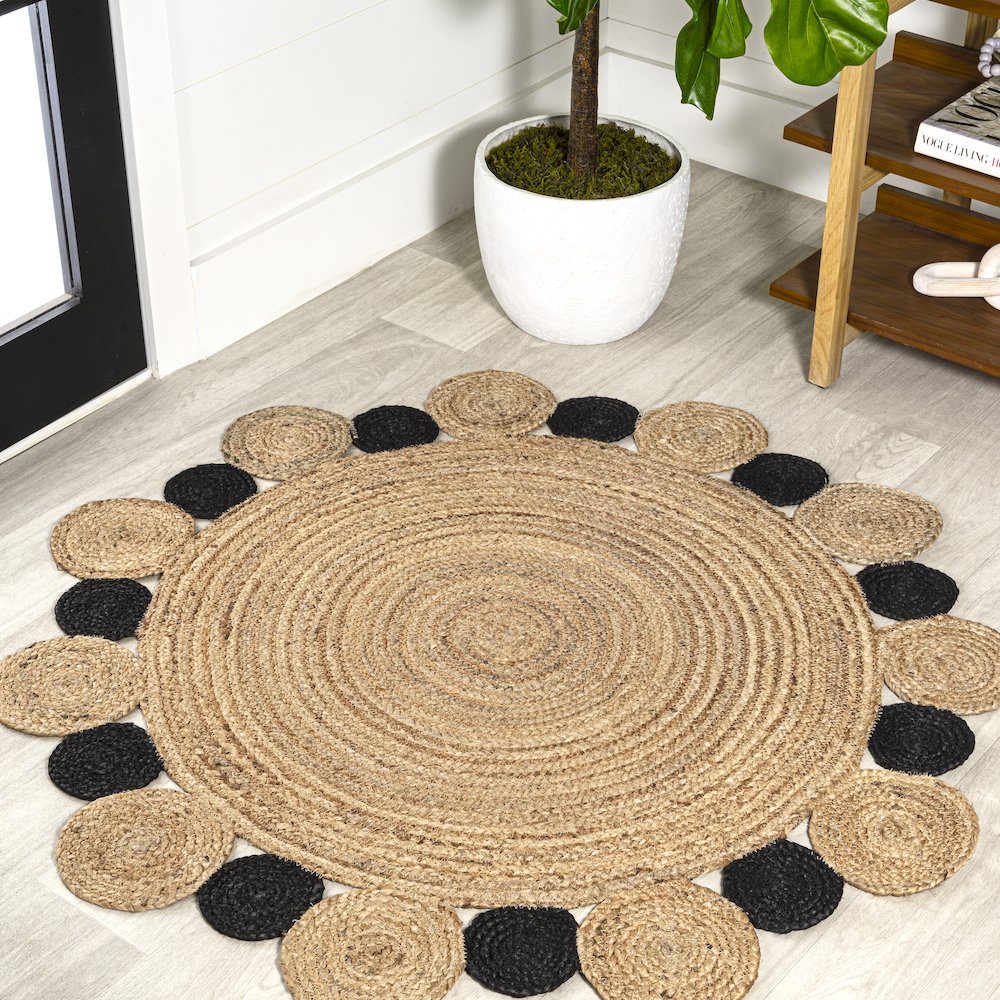 Ayana Two Tone Jute Hippy Circle Area Rug. Picture 2