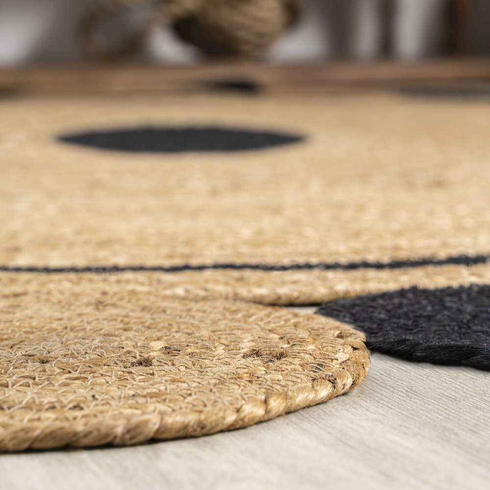 Aurora Two Tone Jute Hippy Circle Medallion Area Rug. Picture 4