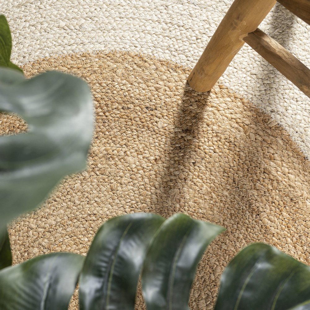 Oceana Two Tone Boho Jute Circle Area Rug. Picture 3