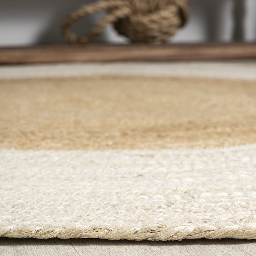 Oceana Two Tone Boho Jute Circle Area Rug. Picture 4