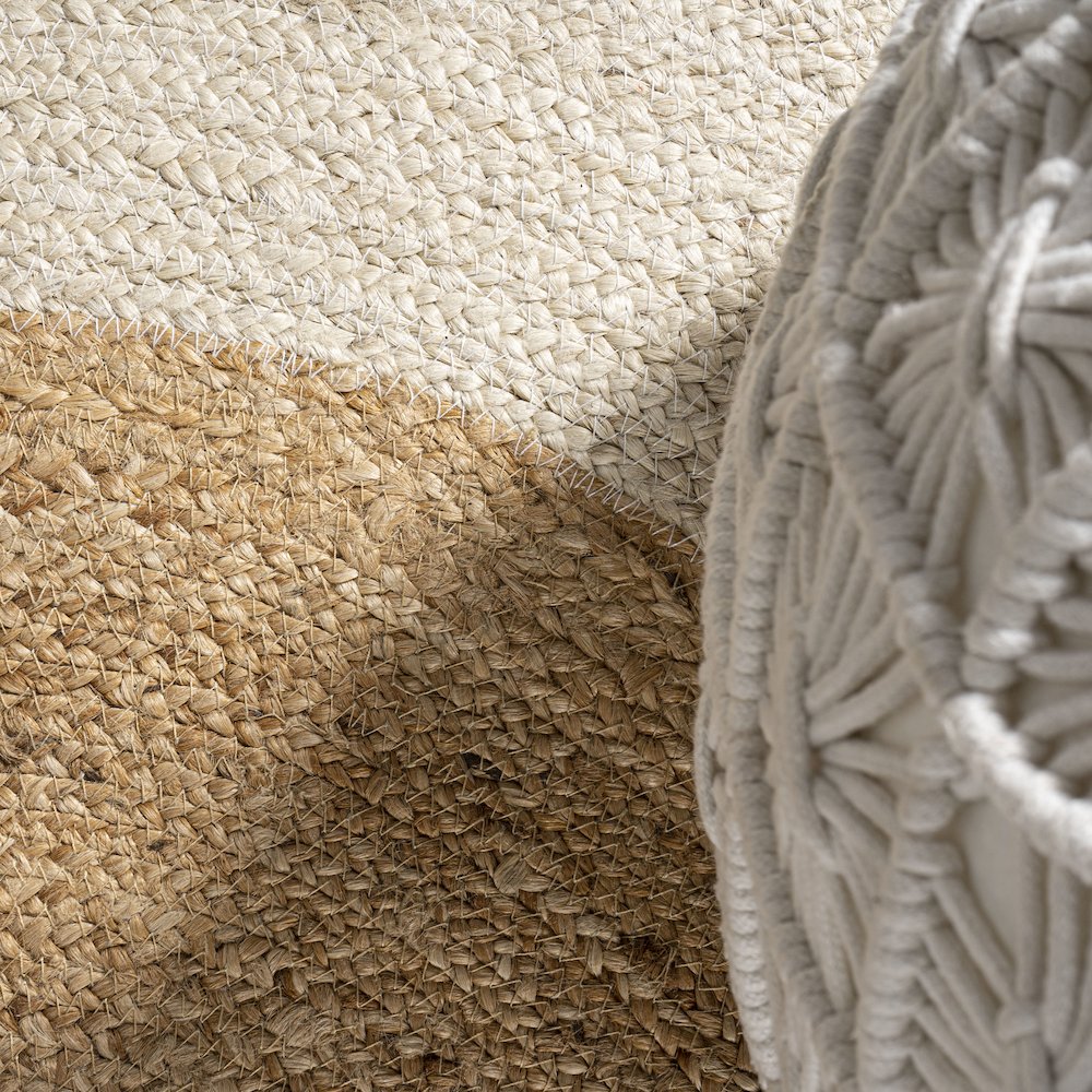 Oceana Two Tone Boho Jute Circle Area Rug. Picture 5