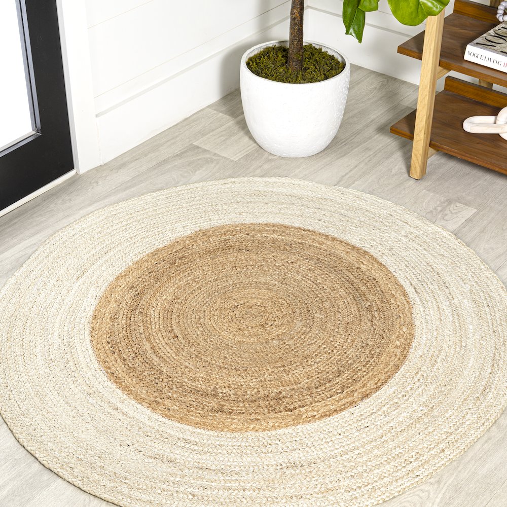 Oceana Two Tone Boho Jute Circle Area Rug. Picture 2