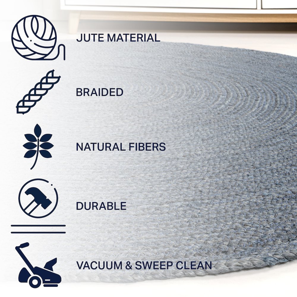 Zara Braided Coastal Cottage Round Jute Area Rug. Picture 3