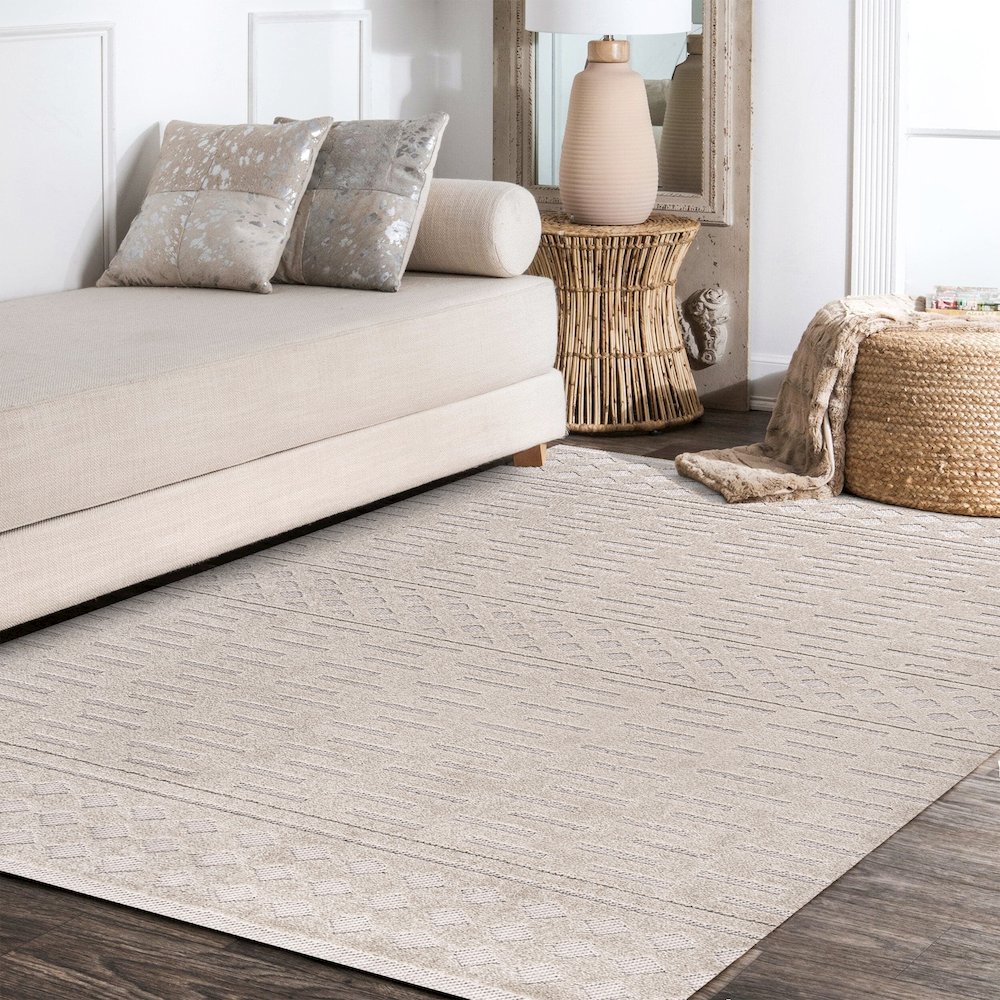 Xlendi High-Low Pile Moroccan Geometric Indoor/Outdoor Area Rug. Picture 15