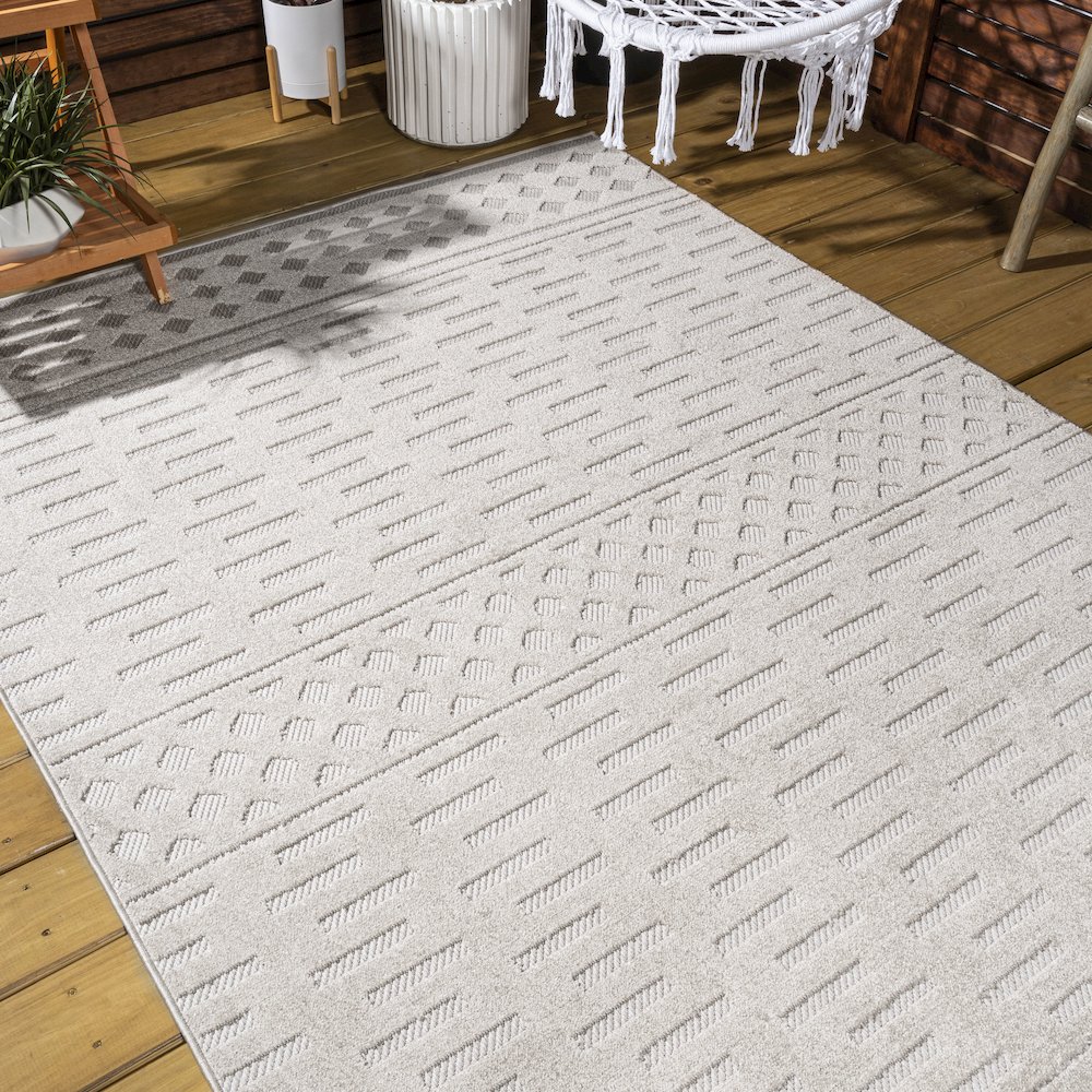 Xlendi High-Low Pile Moroccan Geometric Indoor/Outdoor Area Rug. Picture 8