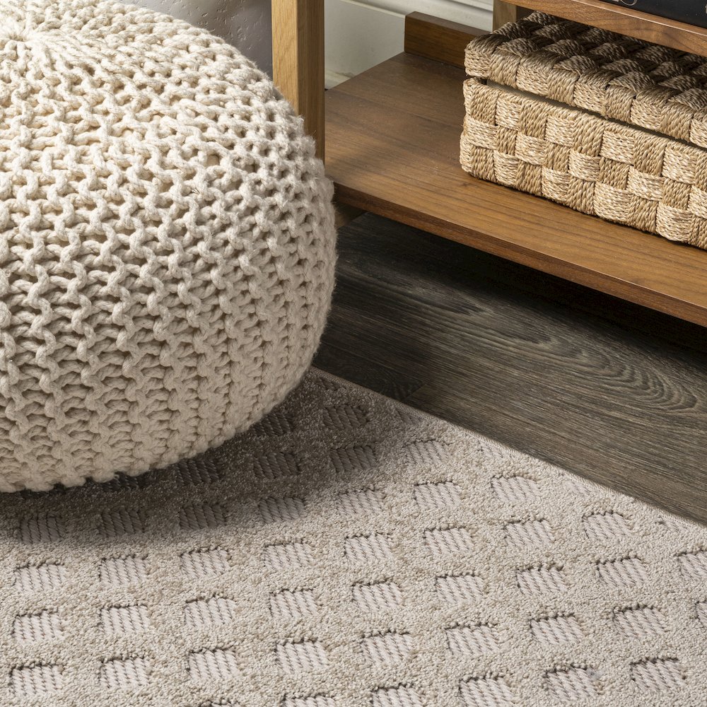 Rabat High-Low Pile Mini Diamond Trellis Area Rug. Picture 5