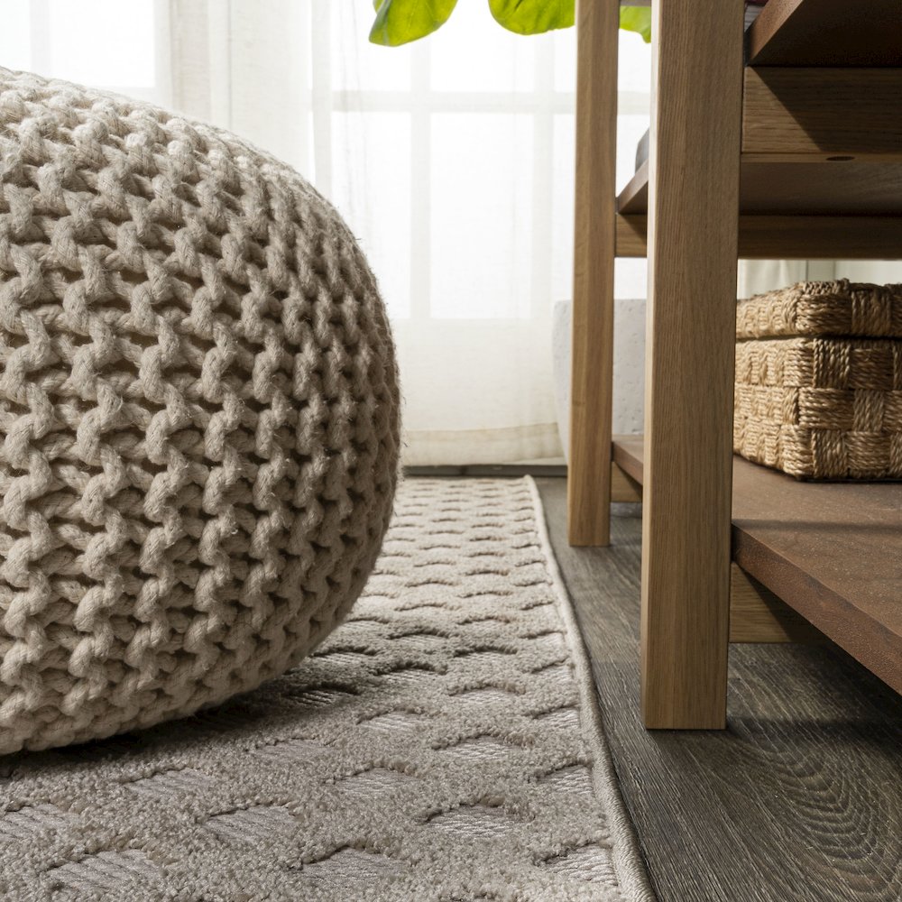 Rabat High-Low Pile Mini Diamond Trellis Area Rug. Picture 7