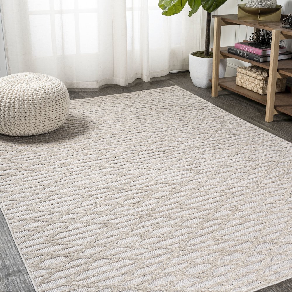 Ararat High-Low Pile Moroccan Diamond Modern Indoor/Outdoor Area Rug. Picture 2