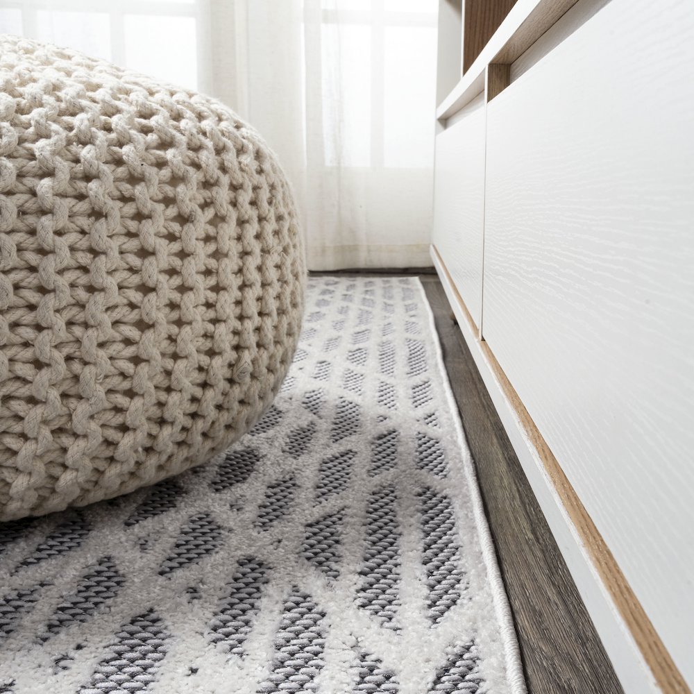 Ararat High-Low Pile Moroccan Diamond Modern Indoor/Outdoor Area Rug. Picture 7