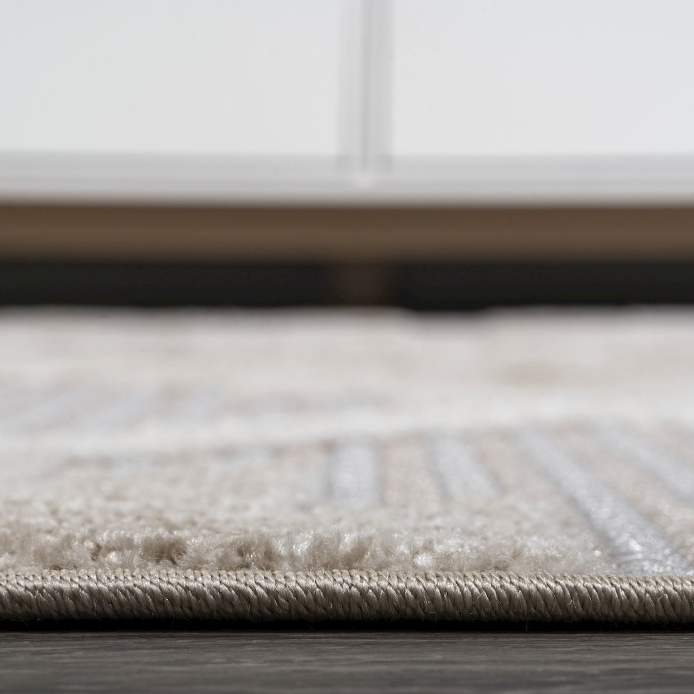 Sumak High-Low Pile Neutral Diamond Kilim Area Rug. Picture 11