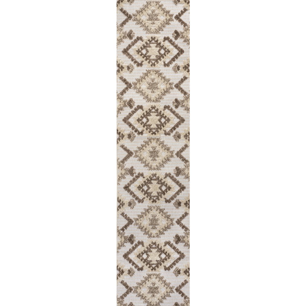 Sumak High-Low Pile Neutral Diamond Kilim Area Rug. Picture 1