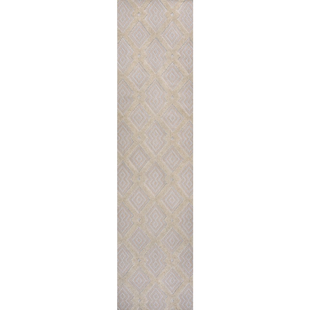 Duwun High-Low Pile Ogee Trellis Tone On Tone Indoor/Outdoor Area Rug. Picture 1