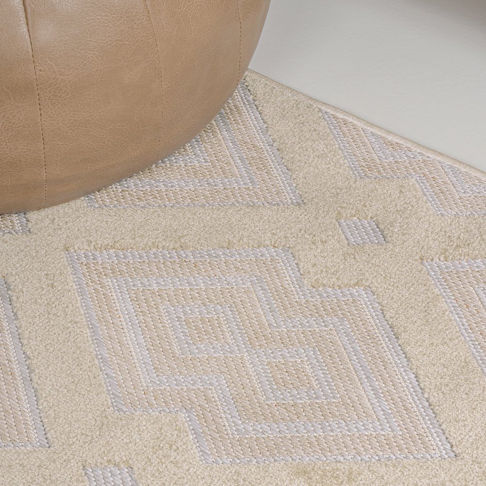 Duwun High-Low Pile Ogee Trellis Tone On Tone Indoor/Outdoor Area Rug. Picture 4