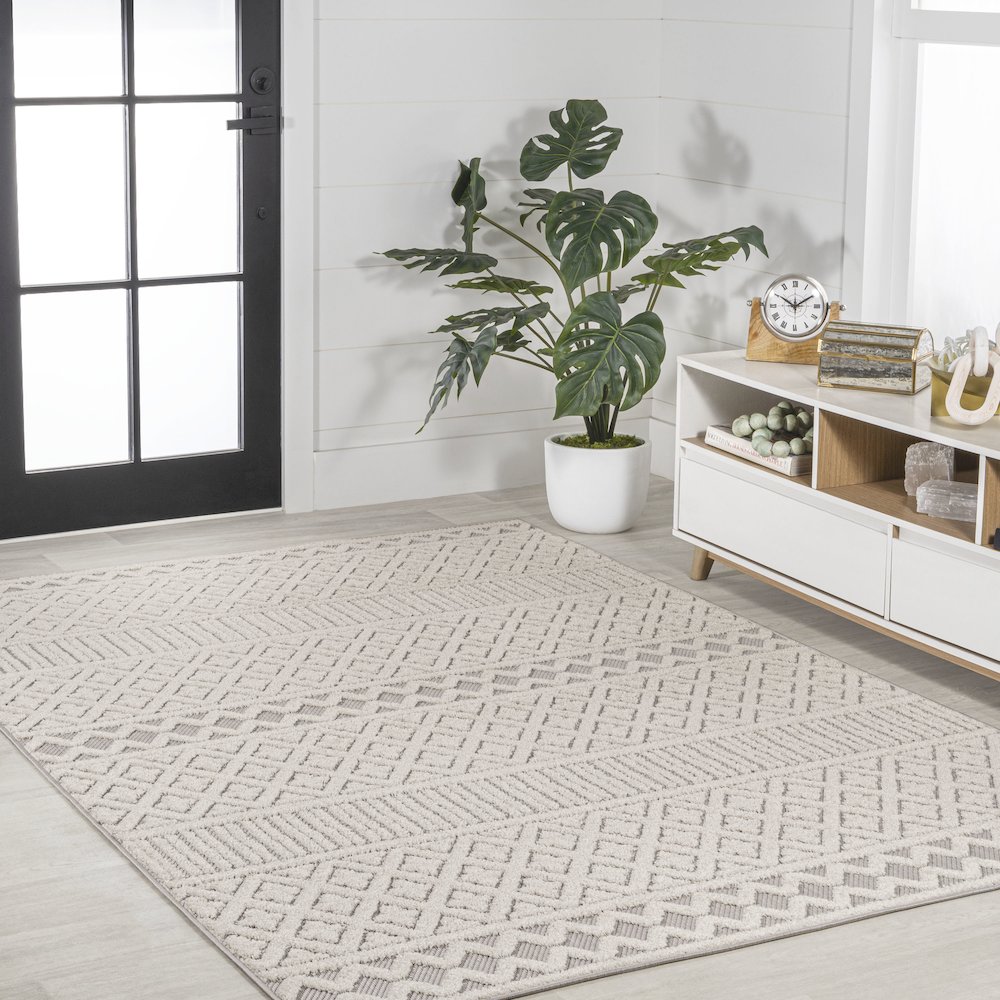 Ormond High-Low Modern Trellis Geometric Area Rug. Picture 5