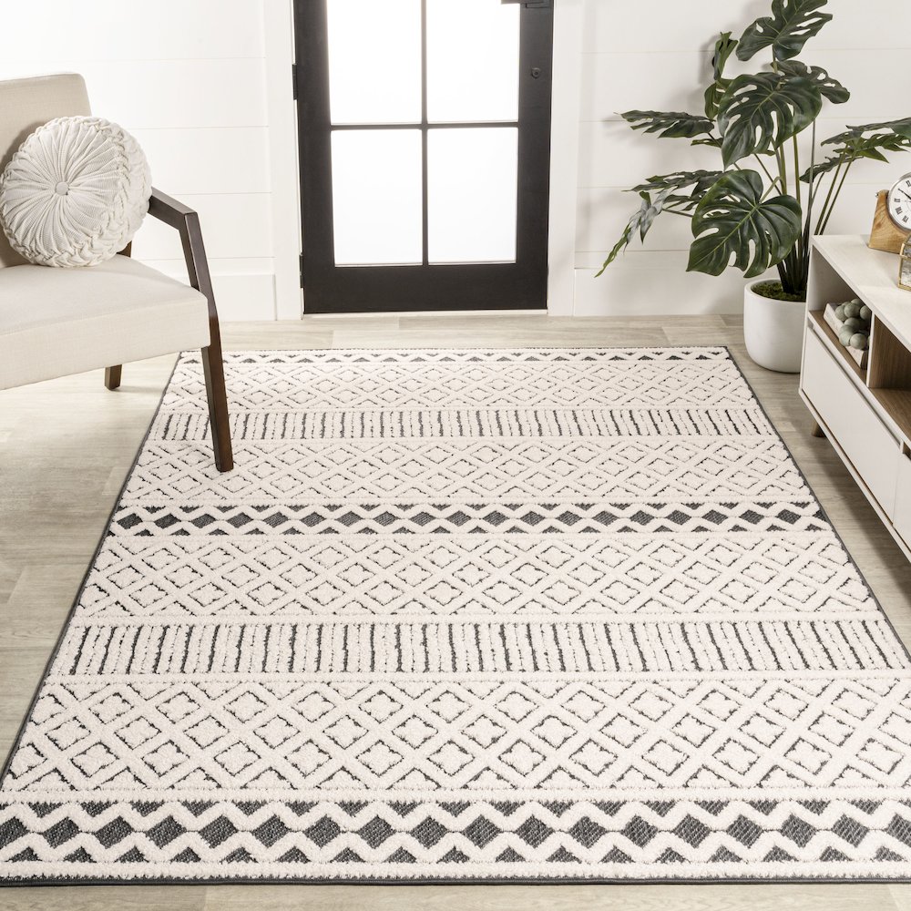 Ormond High-Low Modern Trellis Geometric Area Rug. Picture 4