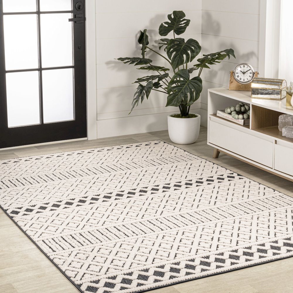 Ormond High-Low Modern Trellis Geometric Area Rug. Picture 5