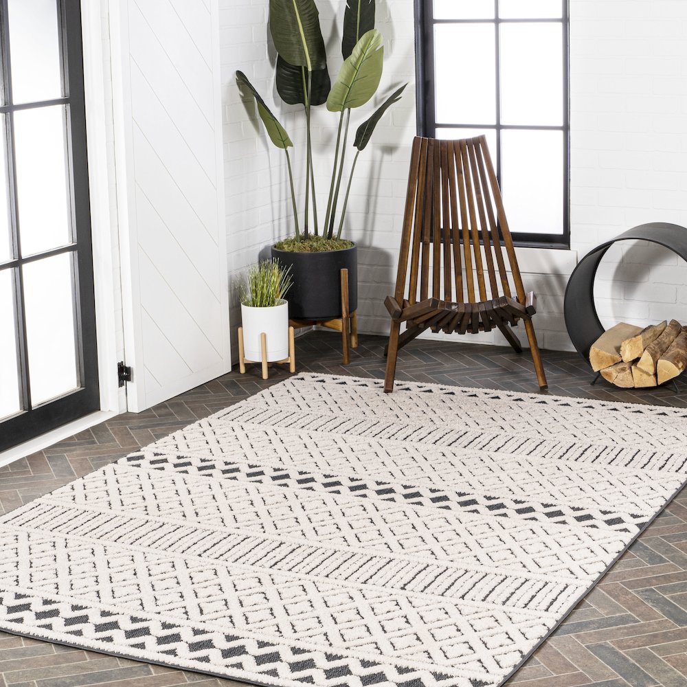 Ormond High-Low Modern Trellis Geometric Area Rug. Picture 9