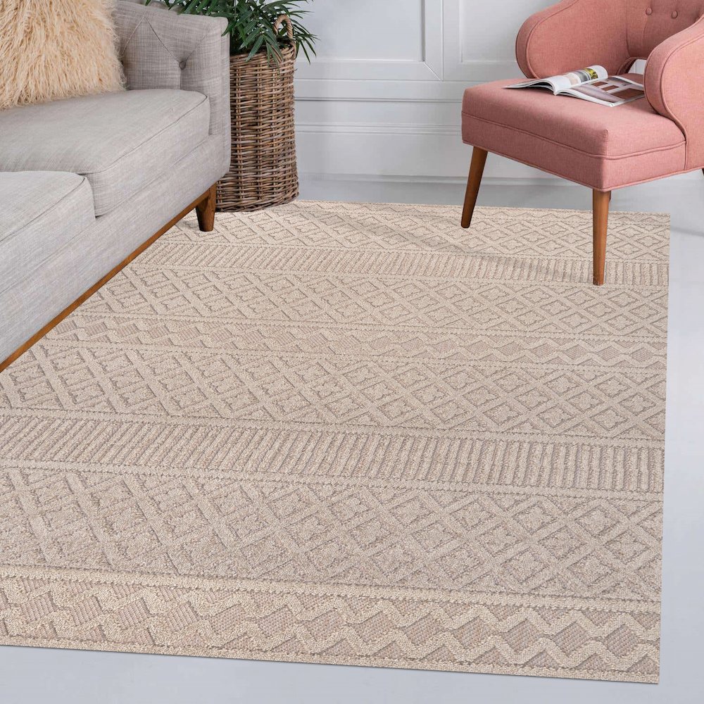Ormond High-Low Modern Trellis Geometric Area Rug. Picture 14