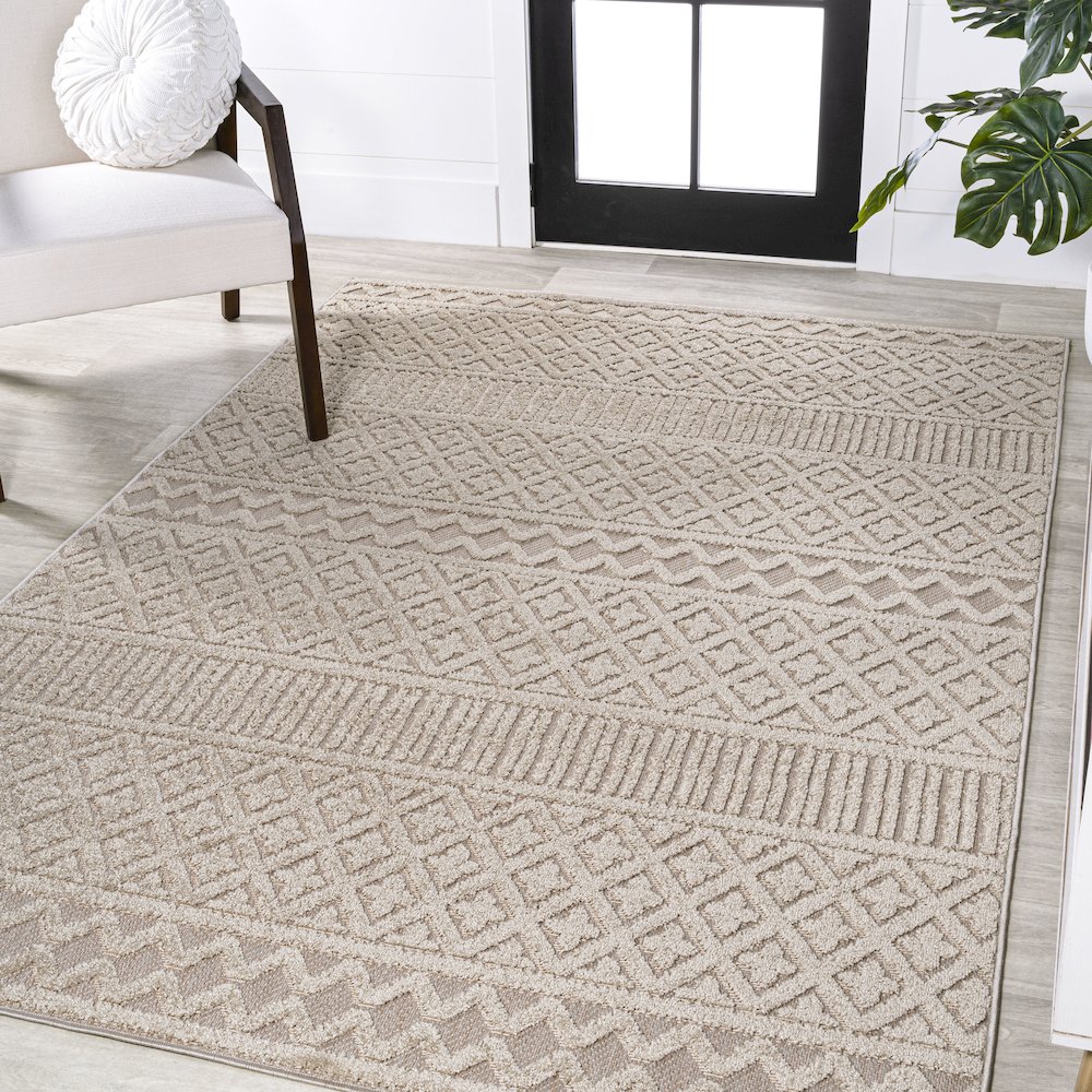 Ormond High-Low Modern Trellis Geometric Area Rug. Picture 2