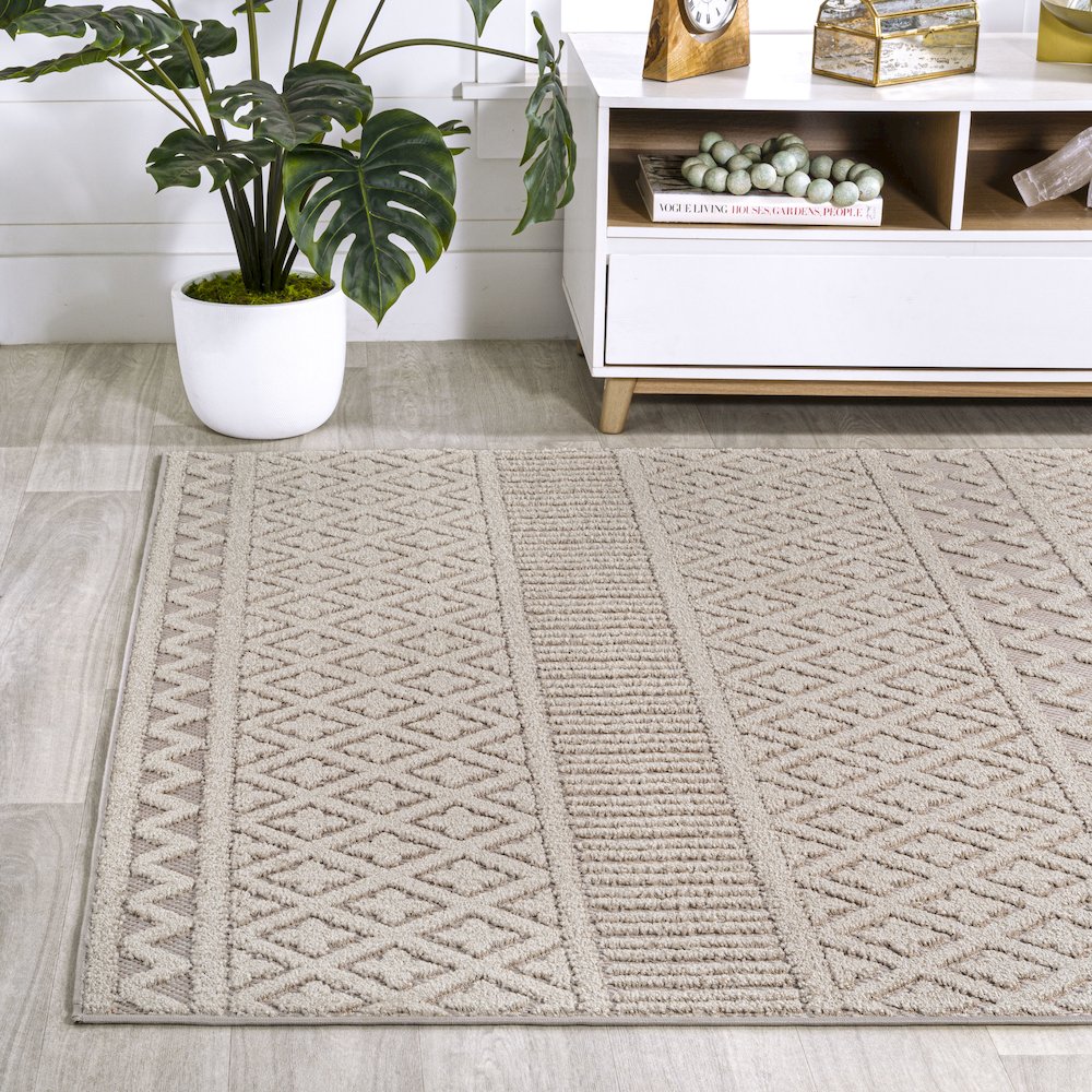 Ormond High-Low Modern Trellis Geometric Area Rug. Picture 3