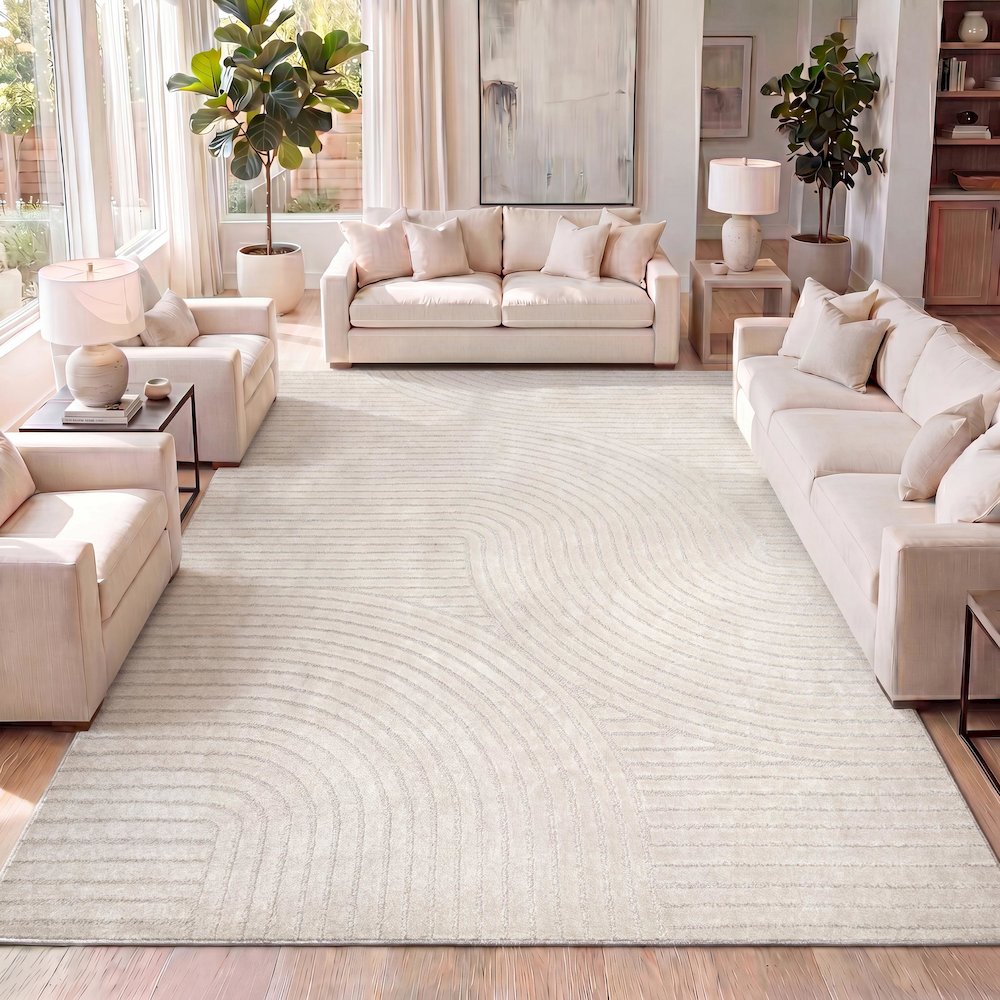 Skagen Minimalist Curve Geometric Area Rug. Picture 11
