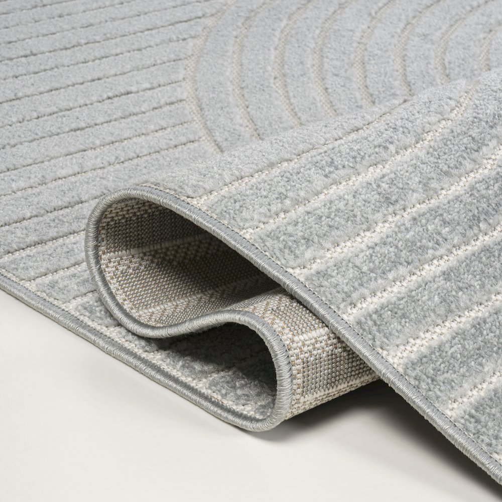 Hallie High-Low Minimalist Curve Geometric Indoor/Outdoor Runner Rug. Picture 2