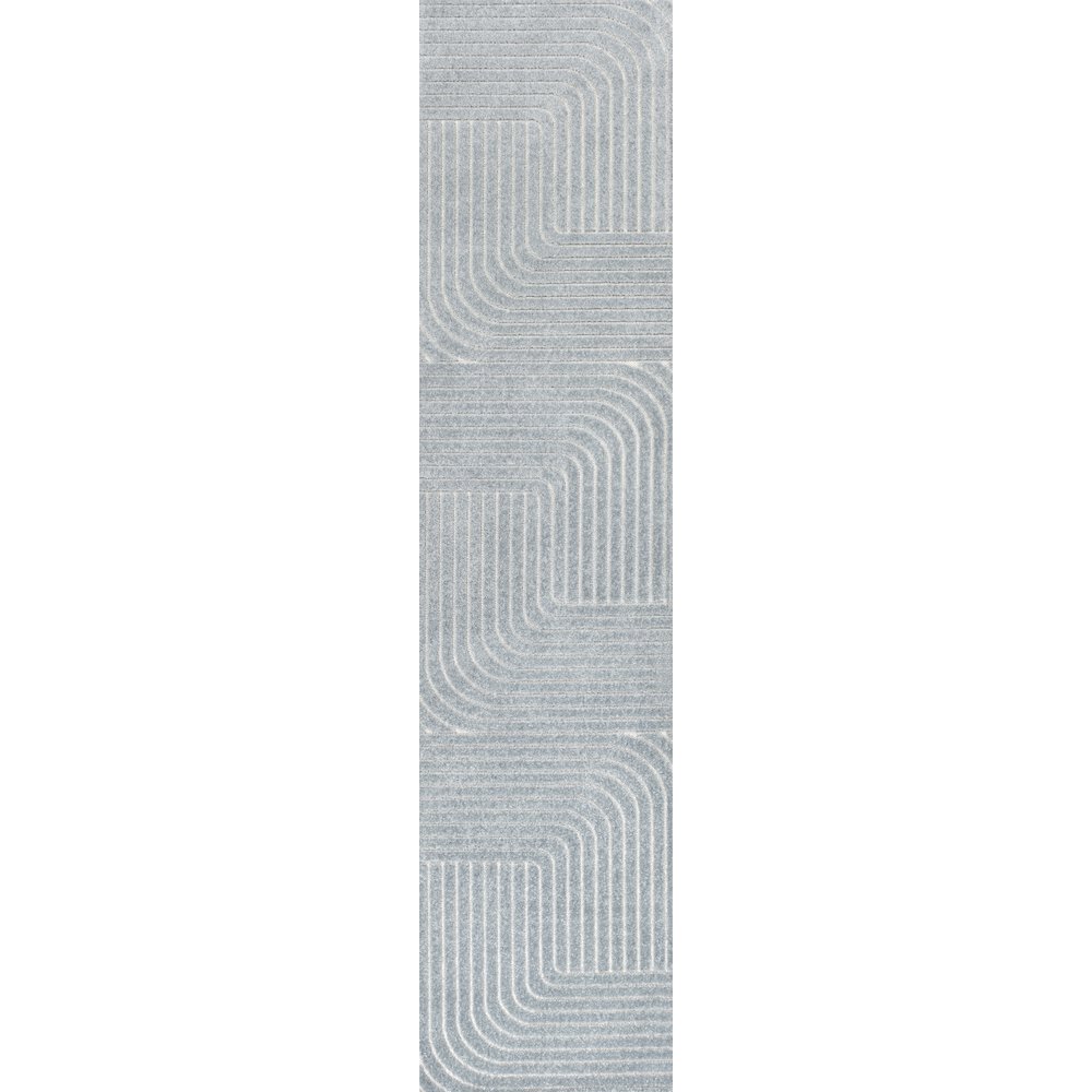 Minimalist Angle Geometric Light Blue 2 ft. x 8 ft. Indoor/Outdoor Runner Rug. Picture 1