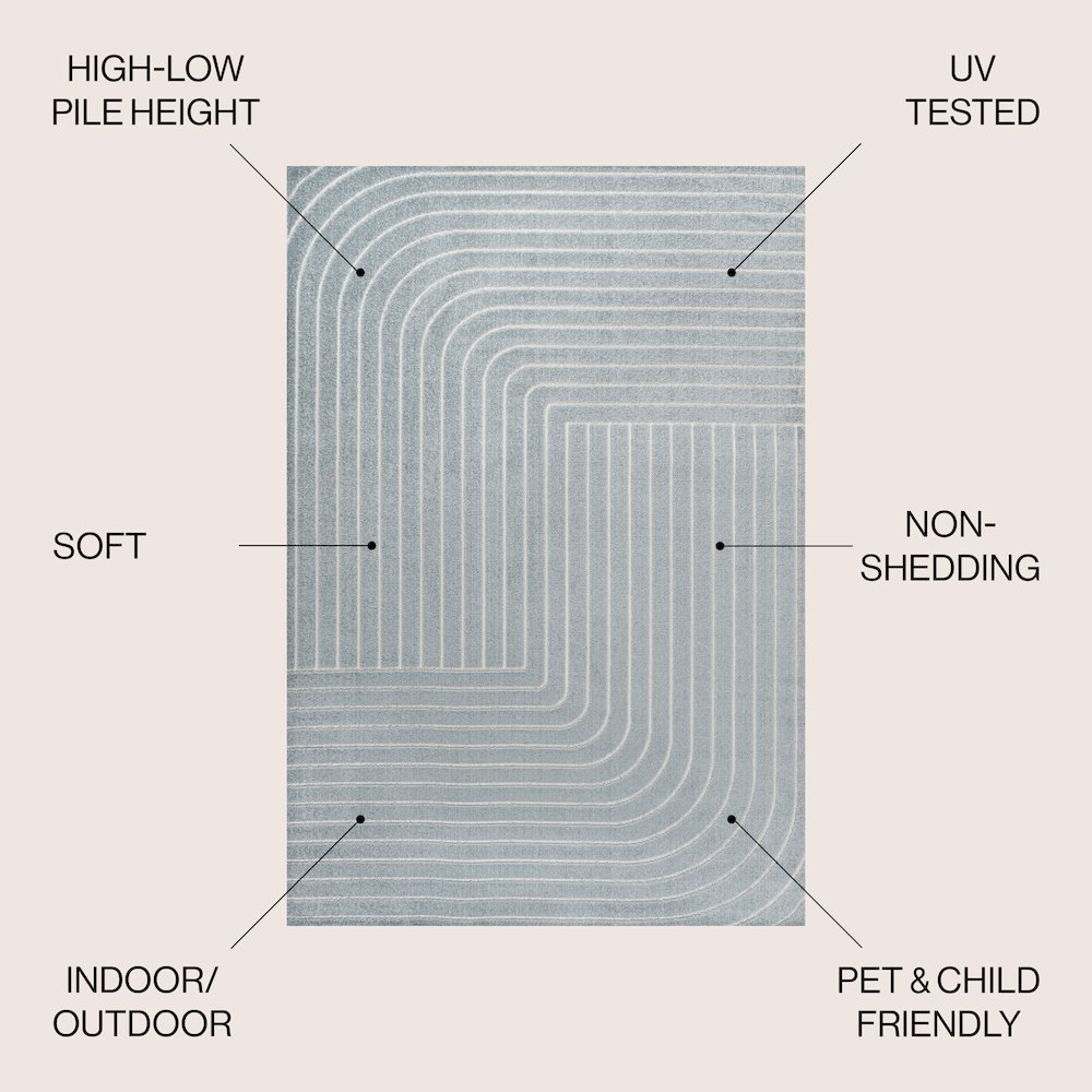 Minimalist Angle Geometric Light Blue 3 ft. x 5 ft. Indoor/Outdoor Area Rug. Picture 6