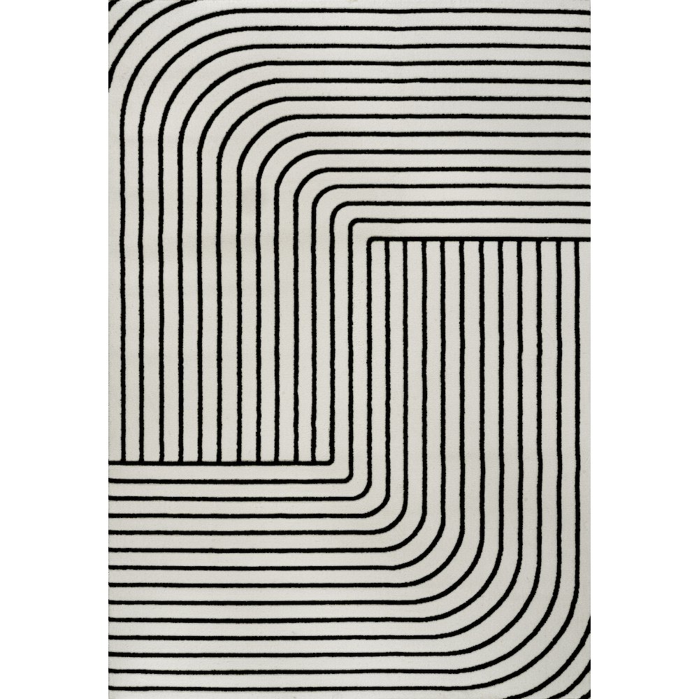 Odense High-Low Minimalist Angle Geometric Black/White 2 ft. x 8 ft. Area Rug. Picture 1