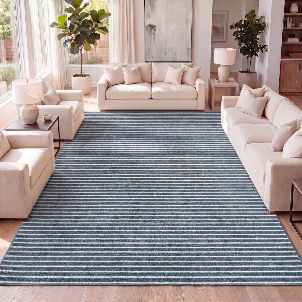Aarhus Minimalist Scandi Striped Area Rug. Picture 11