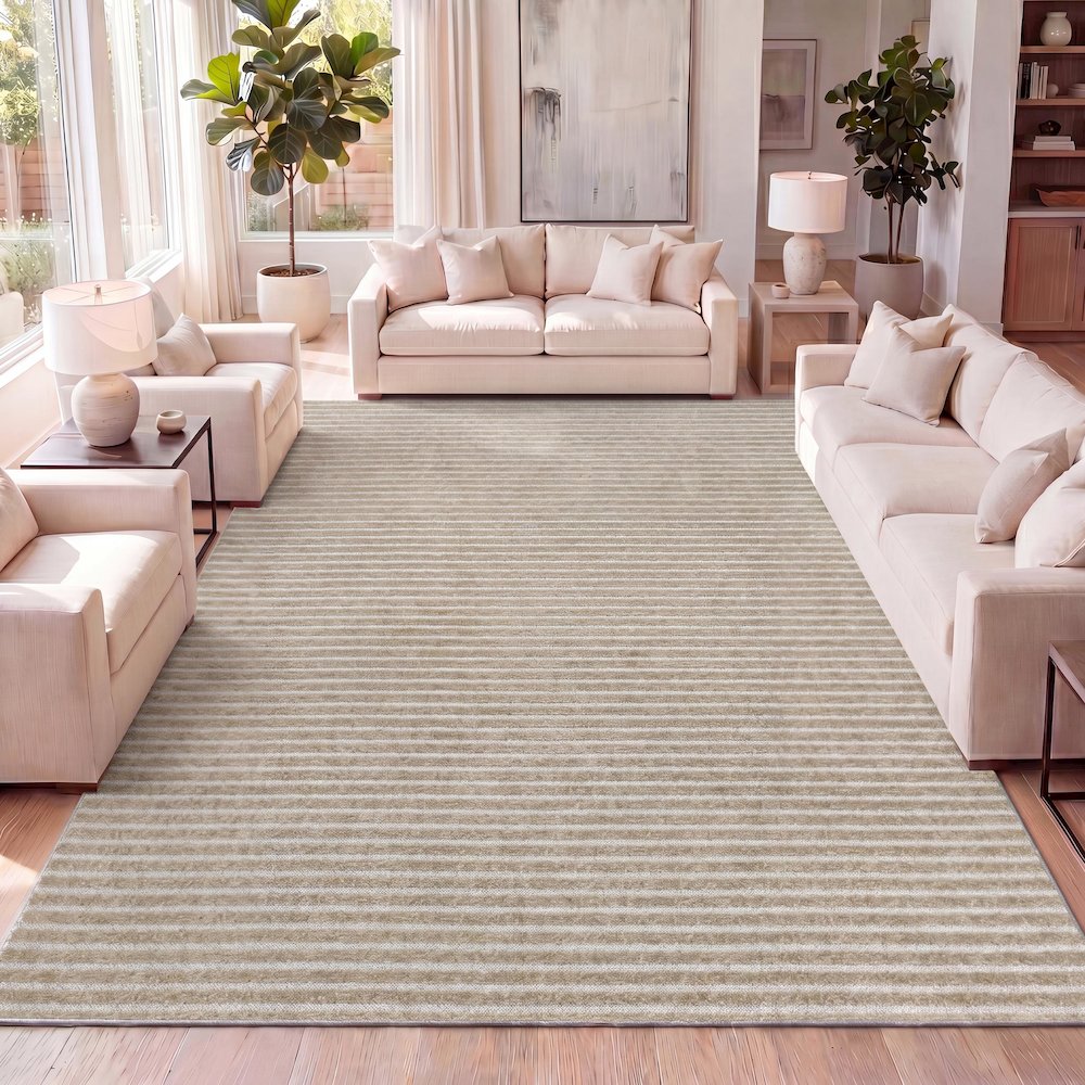 Aarhus Minimalist Scandi Striped Area Rug. Picture 9