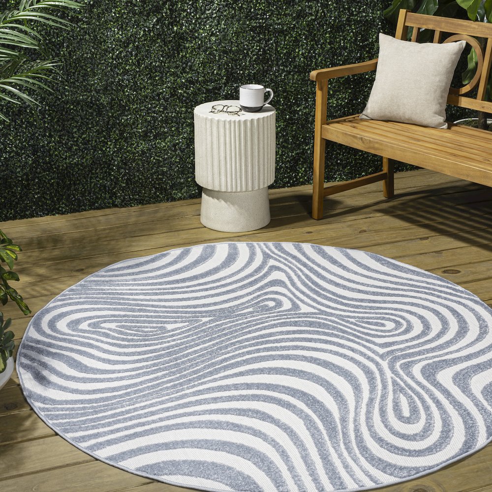Maribo High-Low Abstract Groovy Striped  Indoor/Outdoor  Rug. Picture 1
