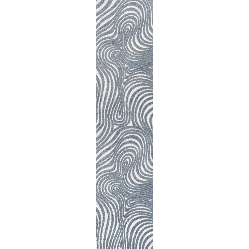 Maribo High-Low Abstract Groovy Striped Indoor/Outdoor Runner Rug. Picture 1