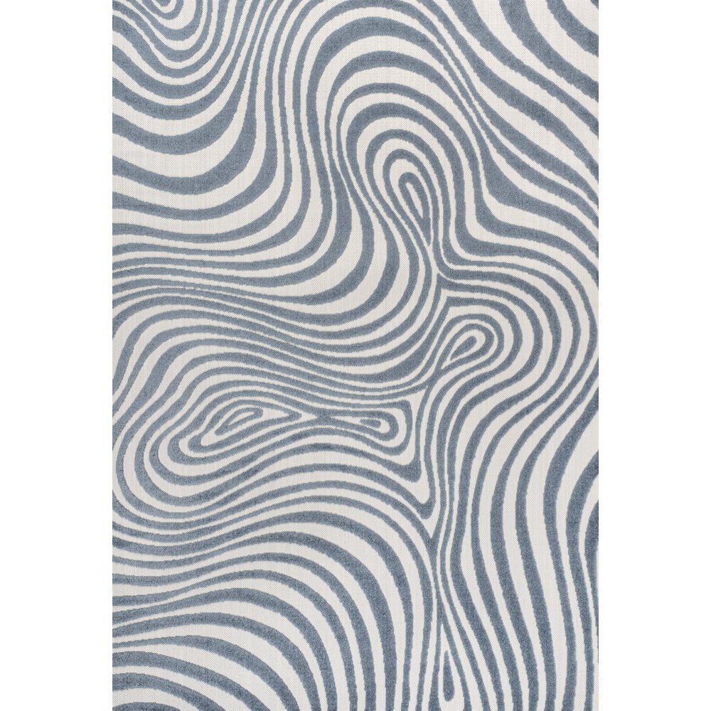 Maribo High-Low Abstract Groovy Striped Indoor/Outdoor Area Rug. Picture 1