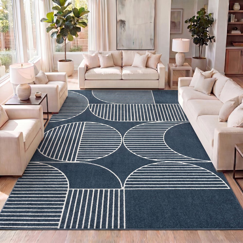Nordby Geometric Arch Scandi Striped Area Rug. Picture 9