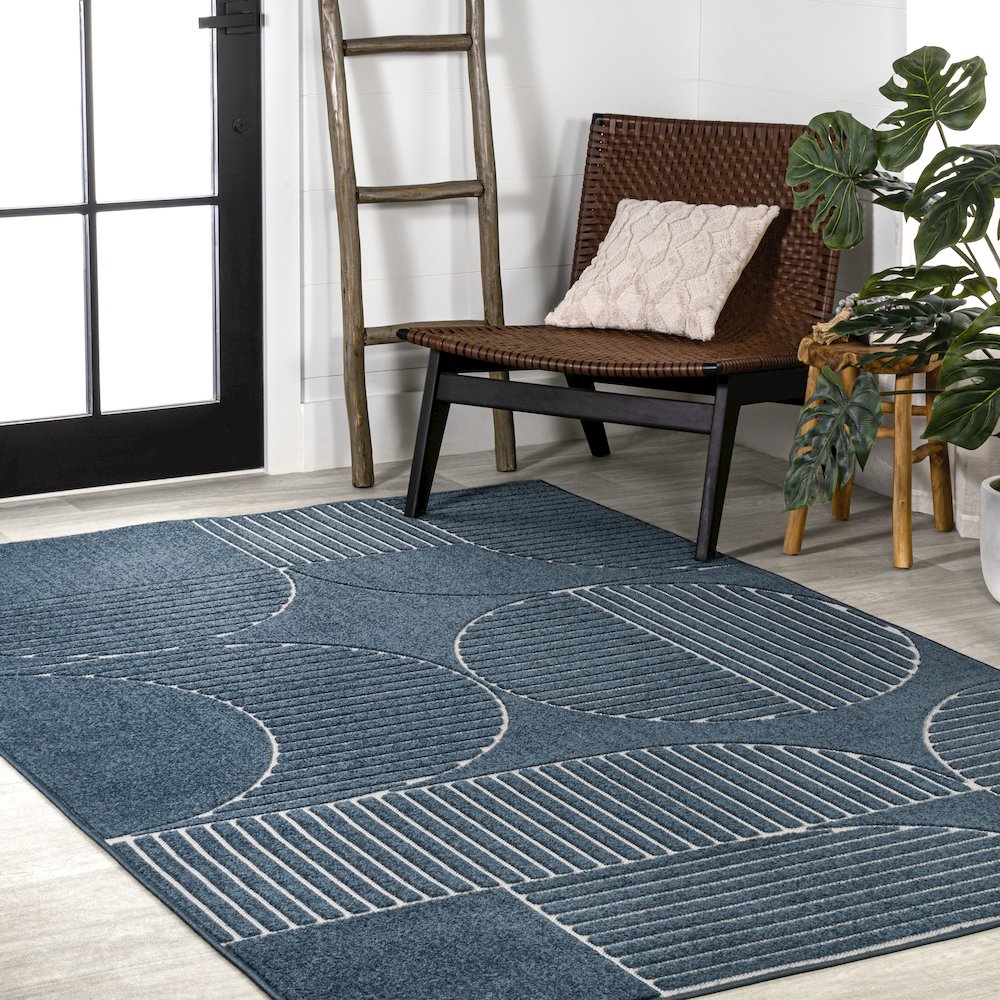 Nordby Geometric Arch Scandi Striped Area Rug. Picture 3
