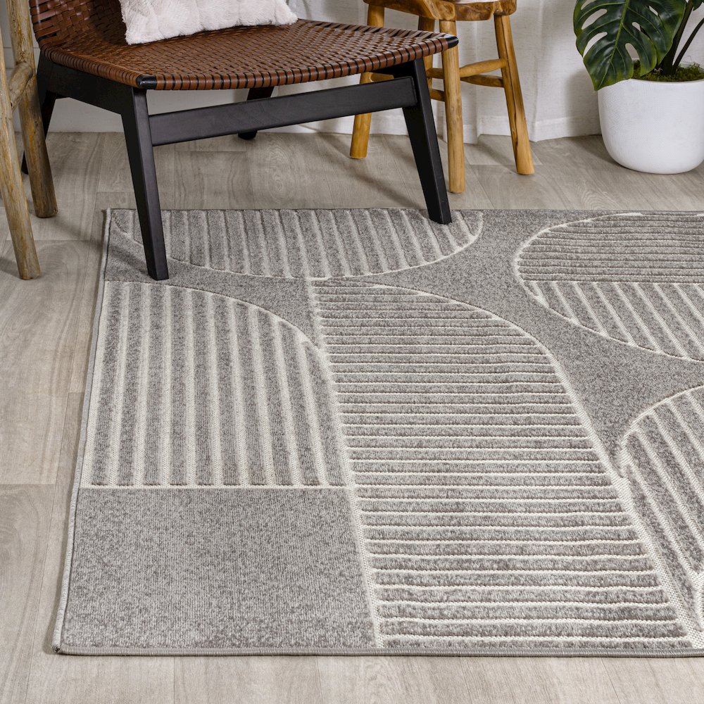 Nordby Geometric Arch Scandi Striped Area Rug. Picture 1