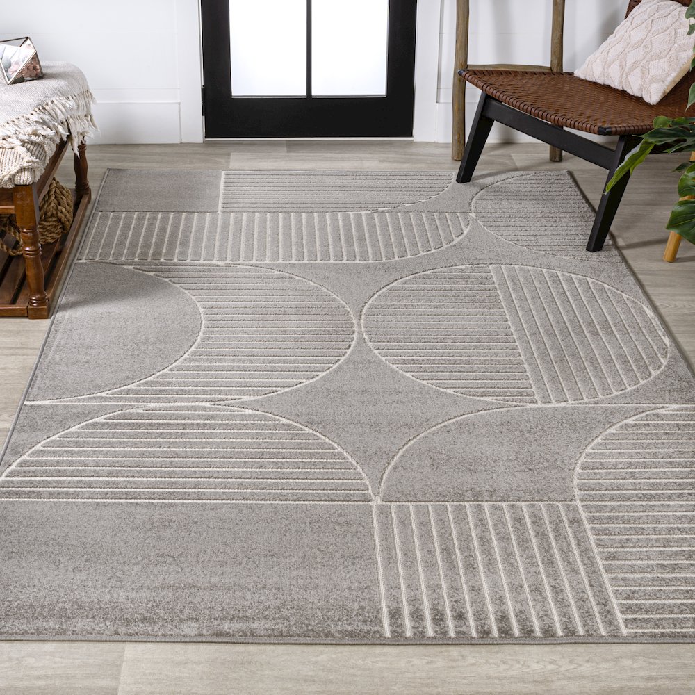 Nordby Geometric Arch Scandi Striped Area Rug. Picture 2