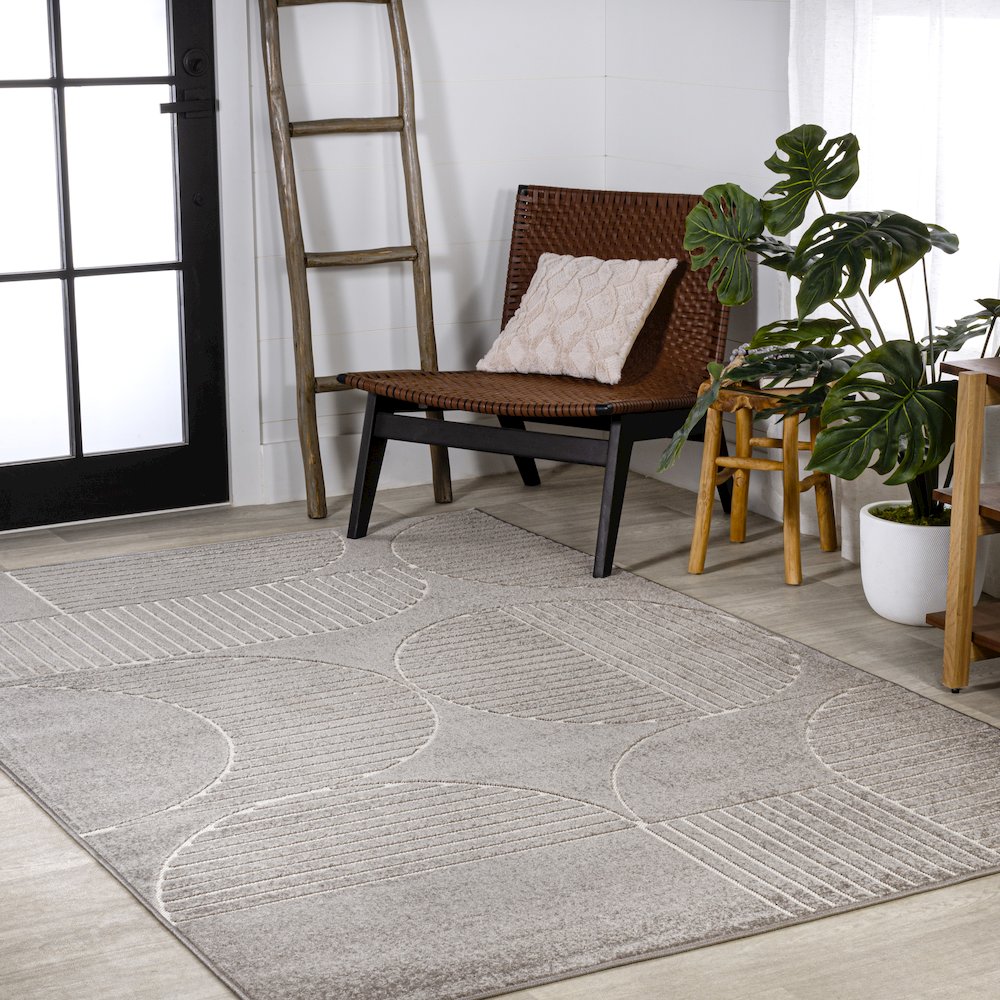 Nordby Geometric Arch Scandi Striped Area Rug. Picture 3