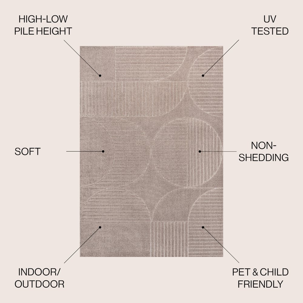 Nordby High-Low Geometric Arch Scandi Striped Indoor/Outdoor Area Rug. Picture 6