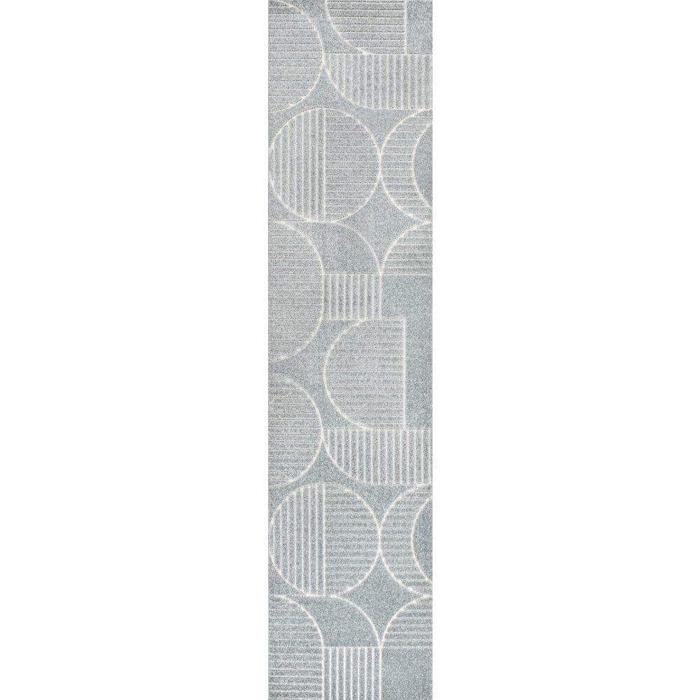 Nordby High-Low Geometric Arch Scandi Striped Indoor/Outdoor Runner Rug. Picture 1