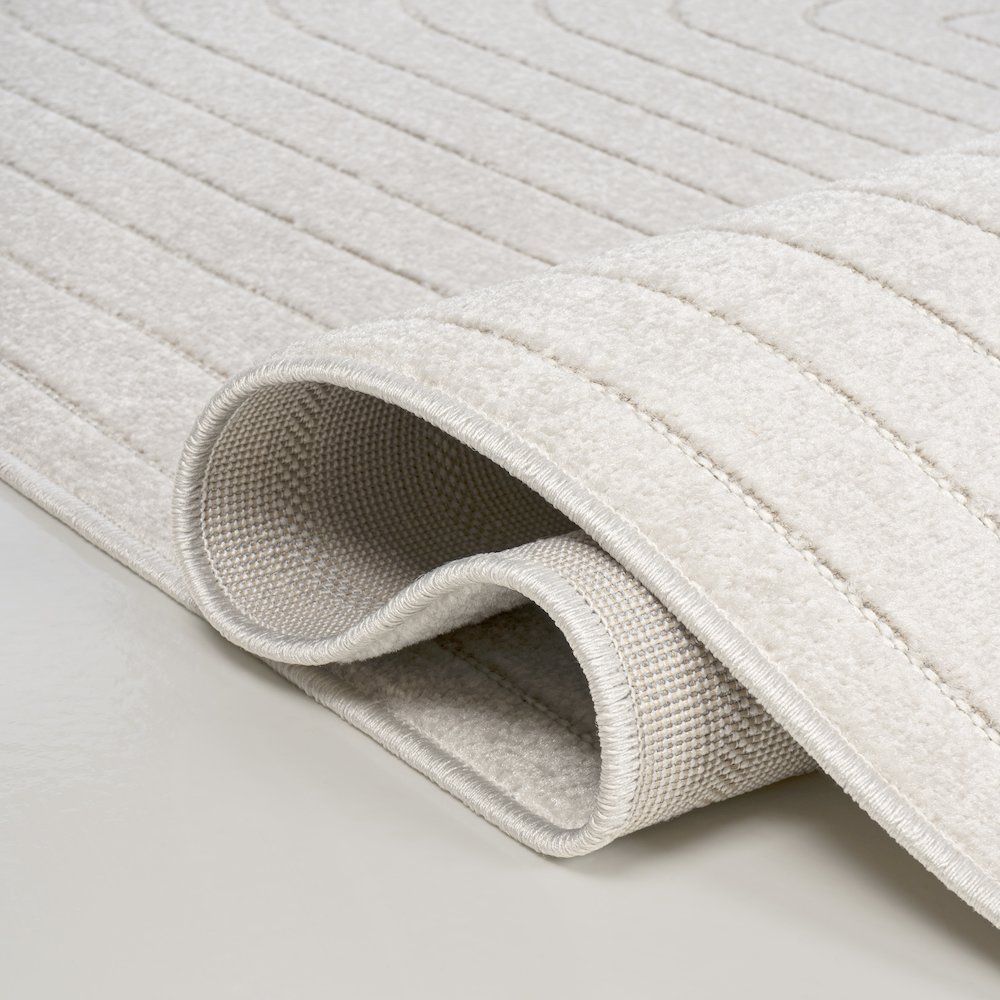 Modern Scandinavian Arch Stripe Monotone Indoor/Outdoor Runner Rug. Picture 2